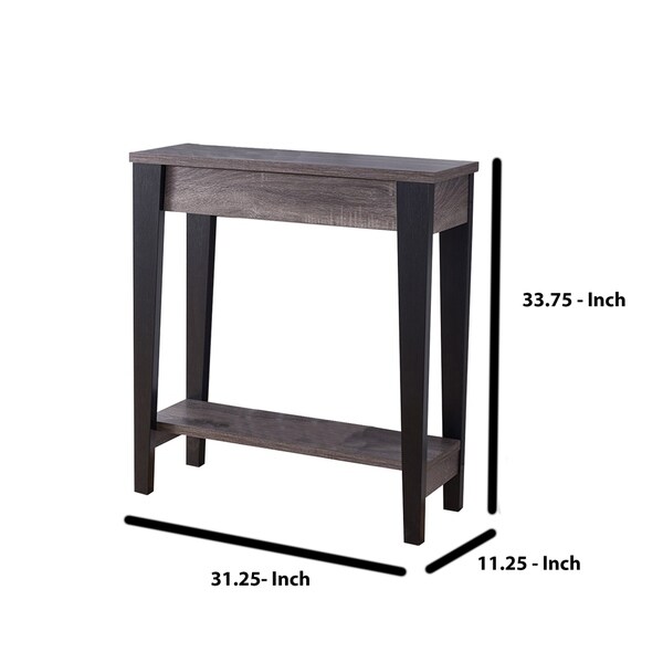 Wooden Console Table With Bottom Shelf， Black And Gray