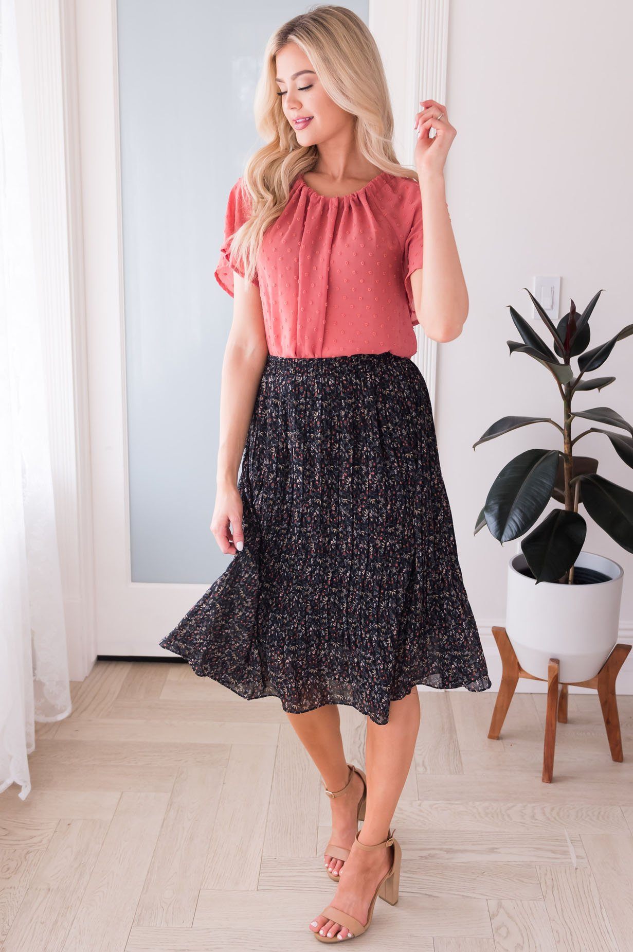 Fall Blooms Modest Pleat Skirt