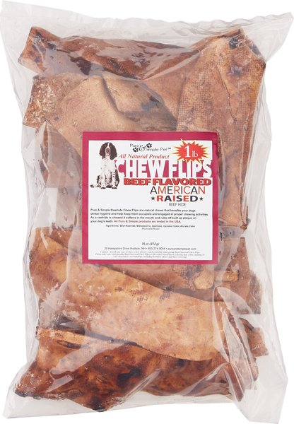 Pure and Simple Pet Beef Flavored Rawhide Chew Flips Dog Treat