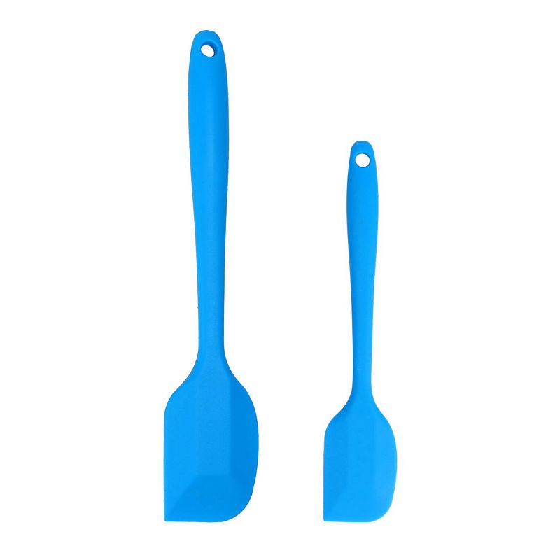 2 Pcs Silicone Spatula Set Heat Resistant Rubber Turner for Cooking Baking Blue