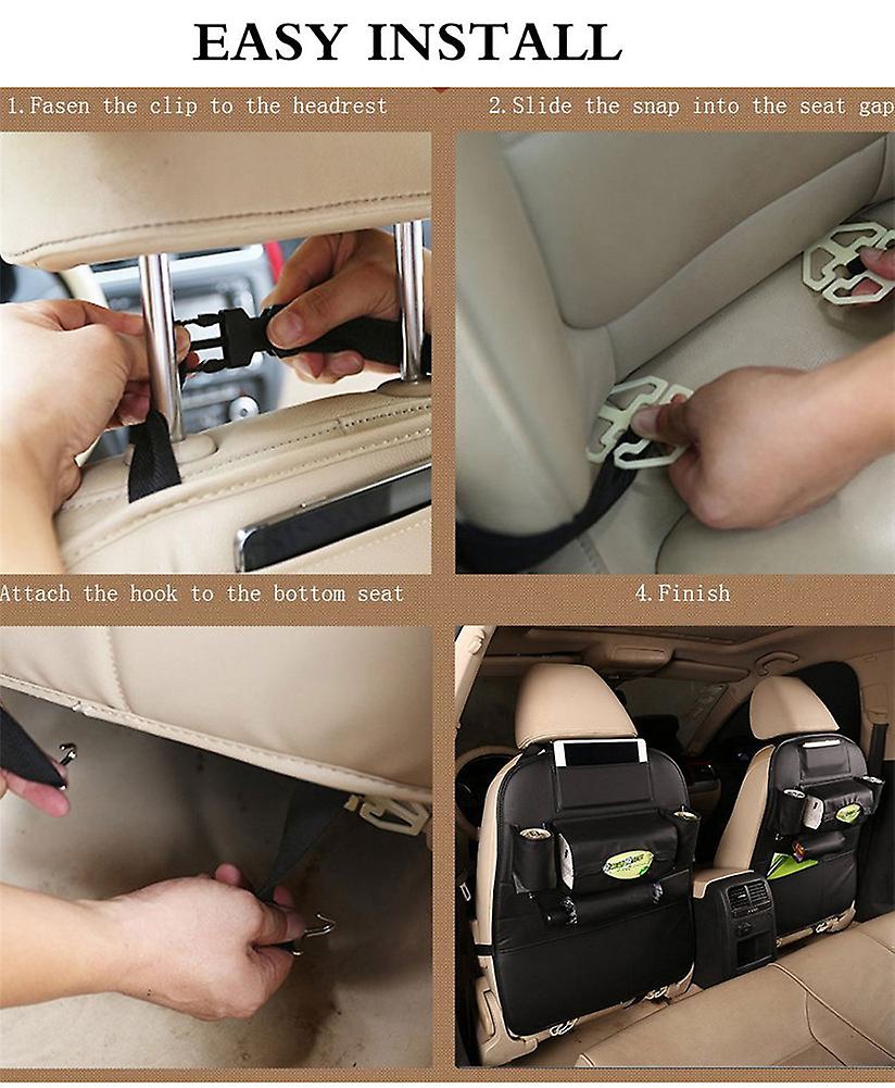 Car Seat Back Protector Organizer Backseat Organiser Pu Leather Waterproof With Tablet/phone Storage Pockets Multifunctional Pocket Organizer For Car