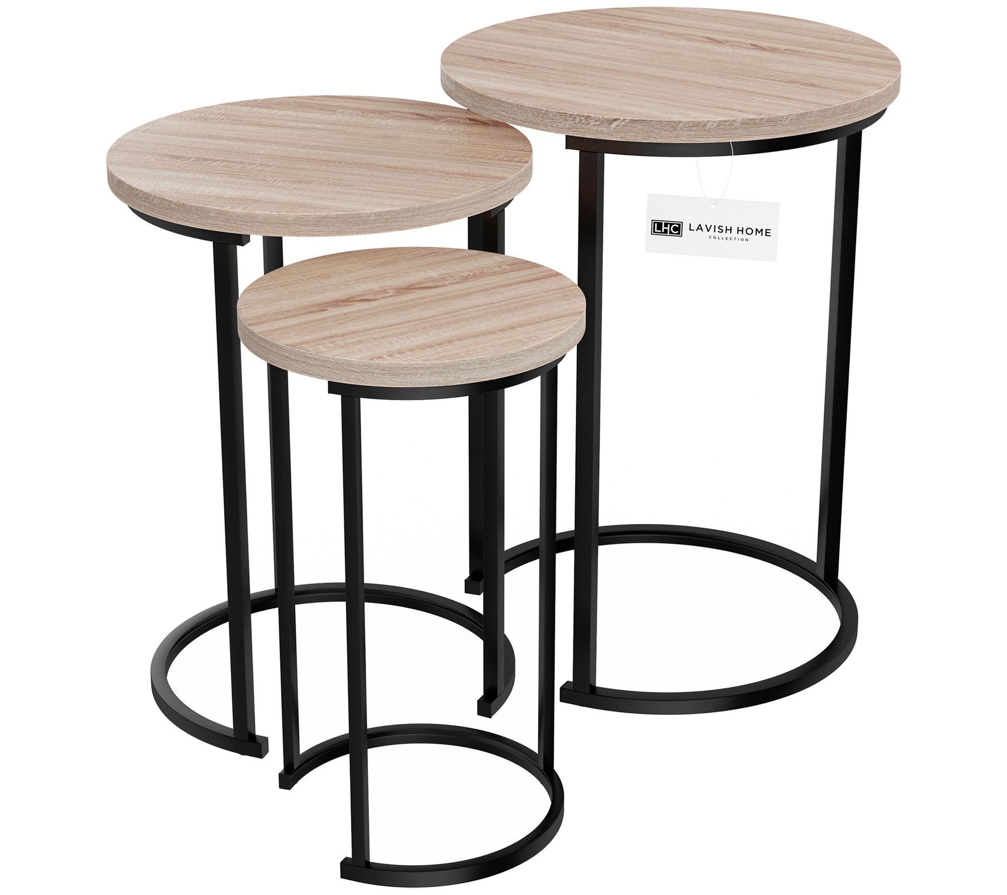 Lavish Home Round Nesting Tables Modern Style-Set of 3