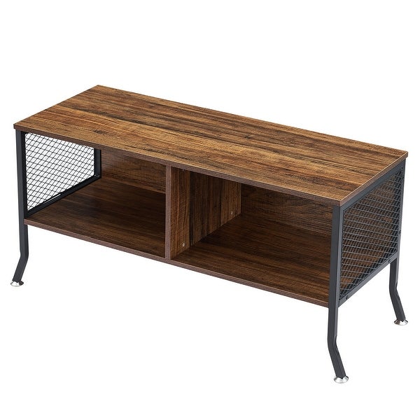 VECELO Storage Coffee Table/Sofa Table Metal and Wood Finish - 39.4''Lx15.7''Wx19.7''H