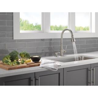 Delta Hazelwood Single-Handle Pull Down Sprayer Kitchen Faucet with ShieldSpray Technology in Spotshield Stainless 19831Z-SPSD-DST