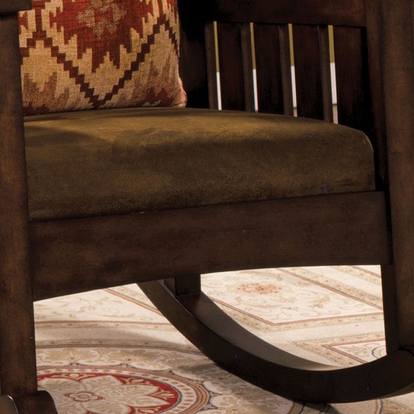 Furniture of America Tyer Traditional Oak Fabric Rocking Accent Chair