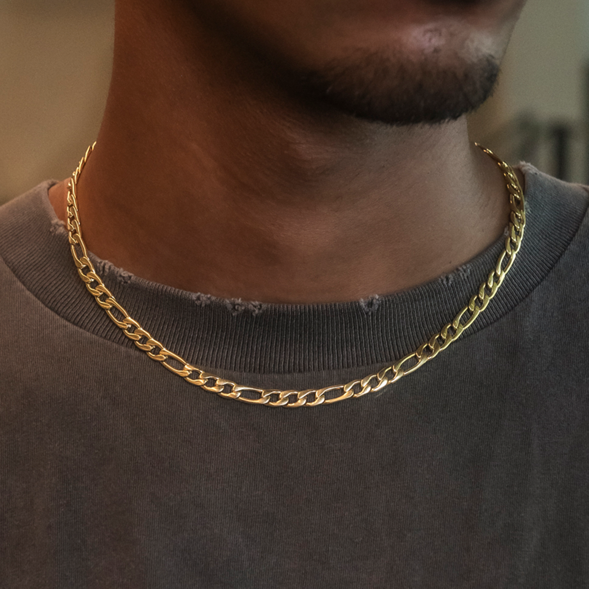 Figaro Chain in Yellow Gold- 6mm