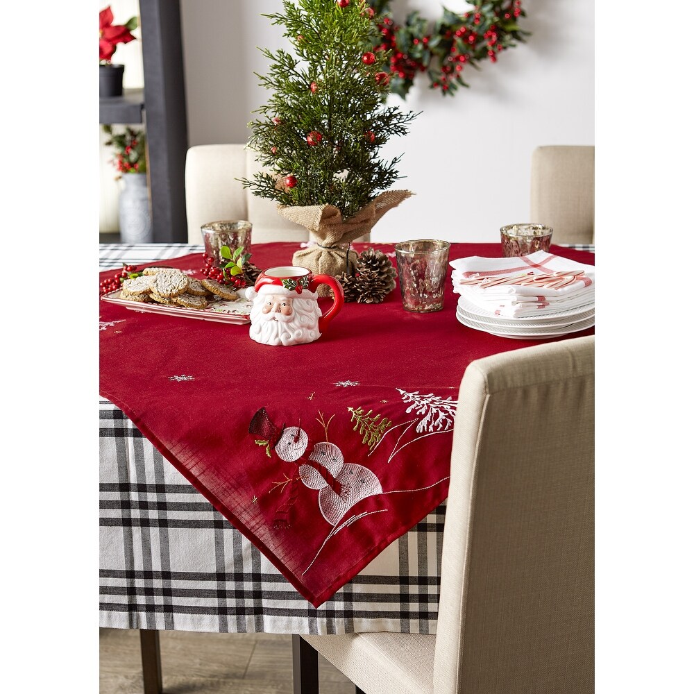 Embroidered Snowman Tablecloth