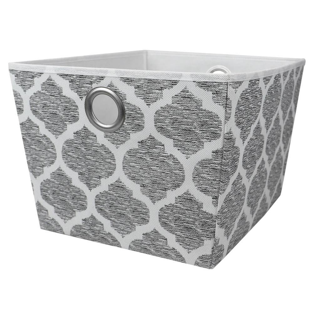 Home Basics 10 in. H x 13.5 in. W x 15 in. D Gray Fabric Cube Storage Bin HDC75256