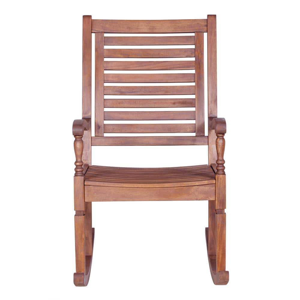 Walker Edison Furniture Company Boardwalk Dark Brown Acacia Wood Outdoor Rocking Chair HDWRCDB