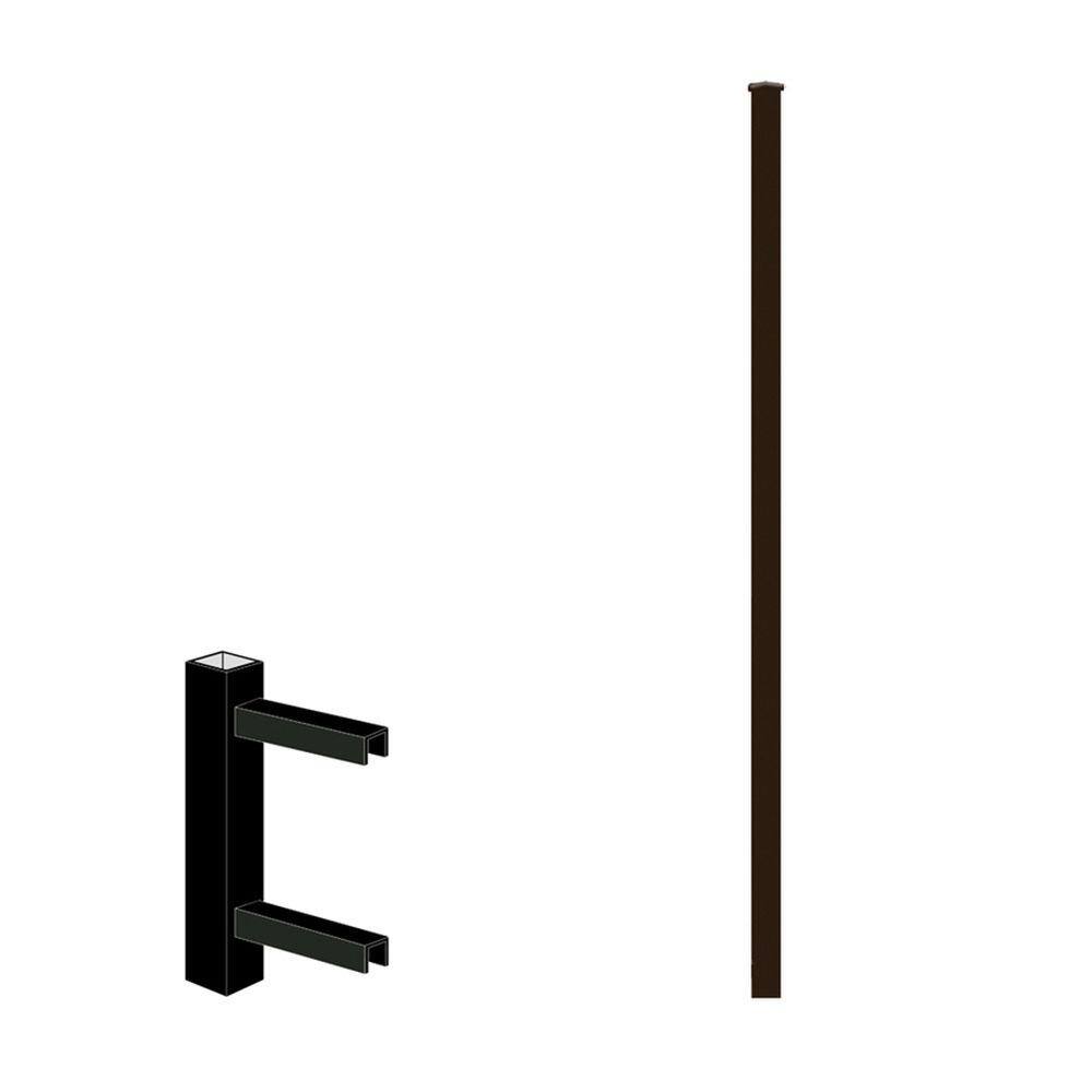 FORGERIGHT Vinings 2 in. x 2 in. x 6 ft. Black Aluminum Fence EndGate Post with Flat Cap 862293