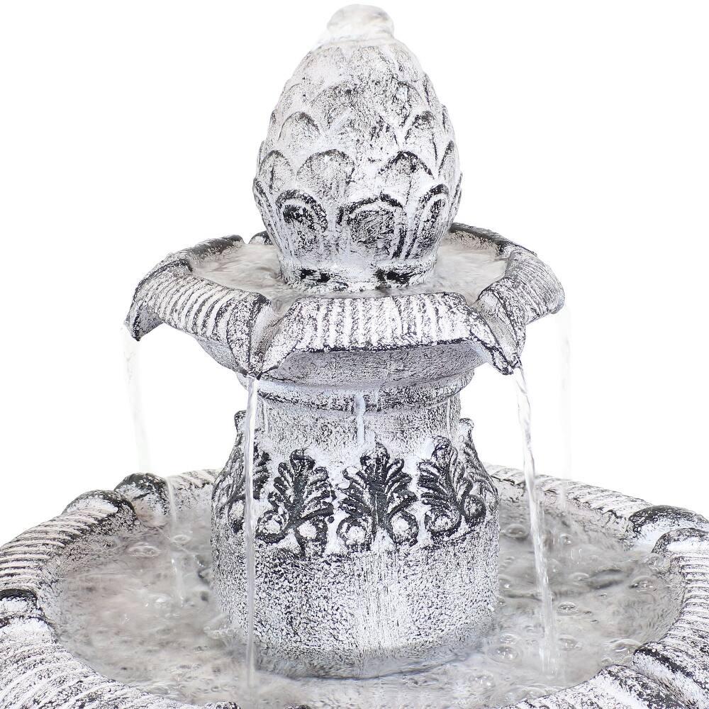 Sunnydaze Mediterranean Inspired 3 Tier Outdoor Water Fountain   Gray   45\