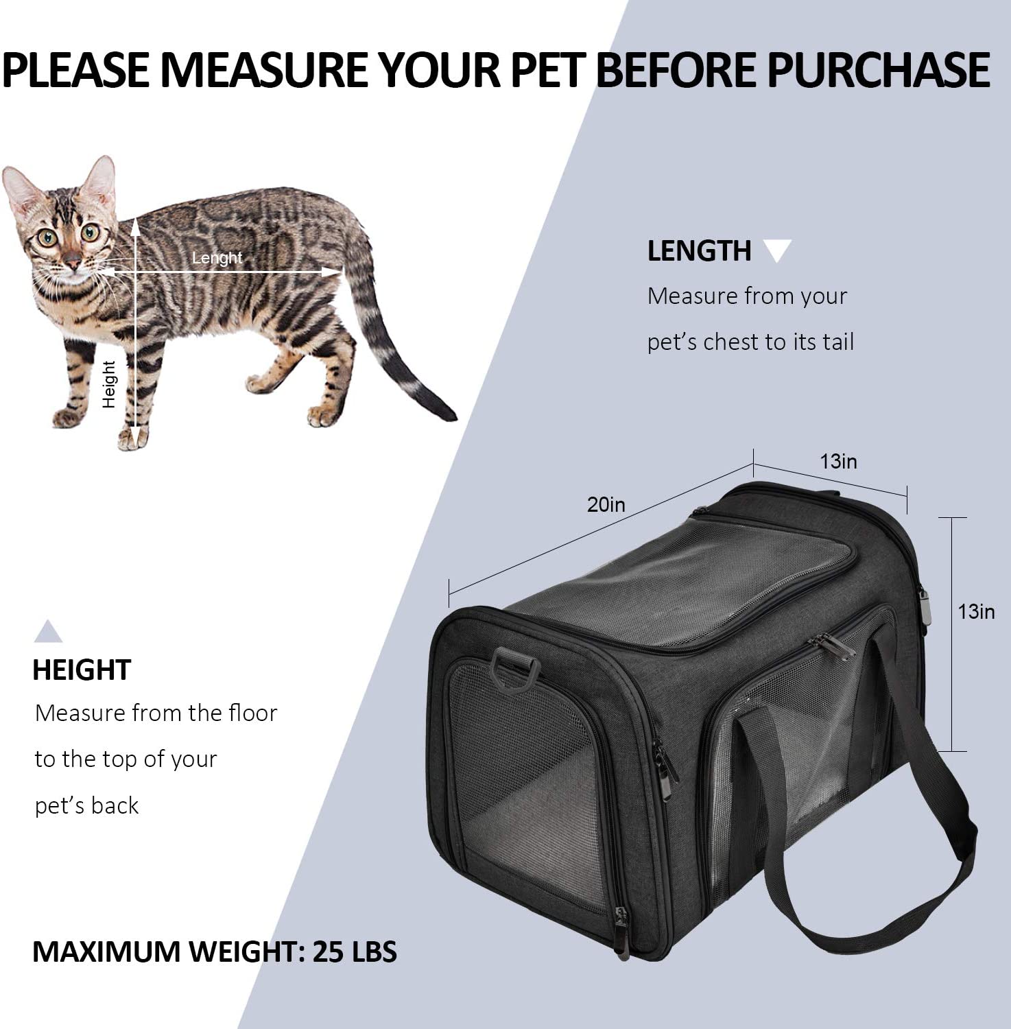 Pet Travel Carrier Soft Sided Portable Bag for Cats， Small Dogs， Kittens or Puppies， Collapsible， Durable， Airline Approved， Travel Friendly， Carry Your Pet with You Safely and Comfortably