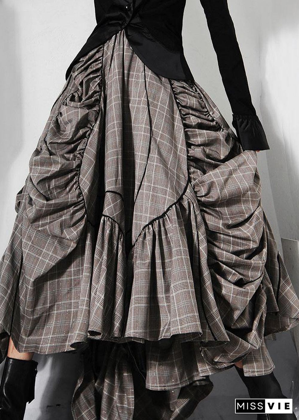 Plus Size Plaid Asymmetrical design Cinched Summer A Line Skirt