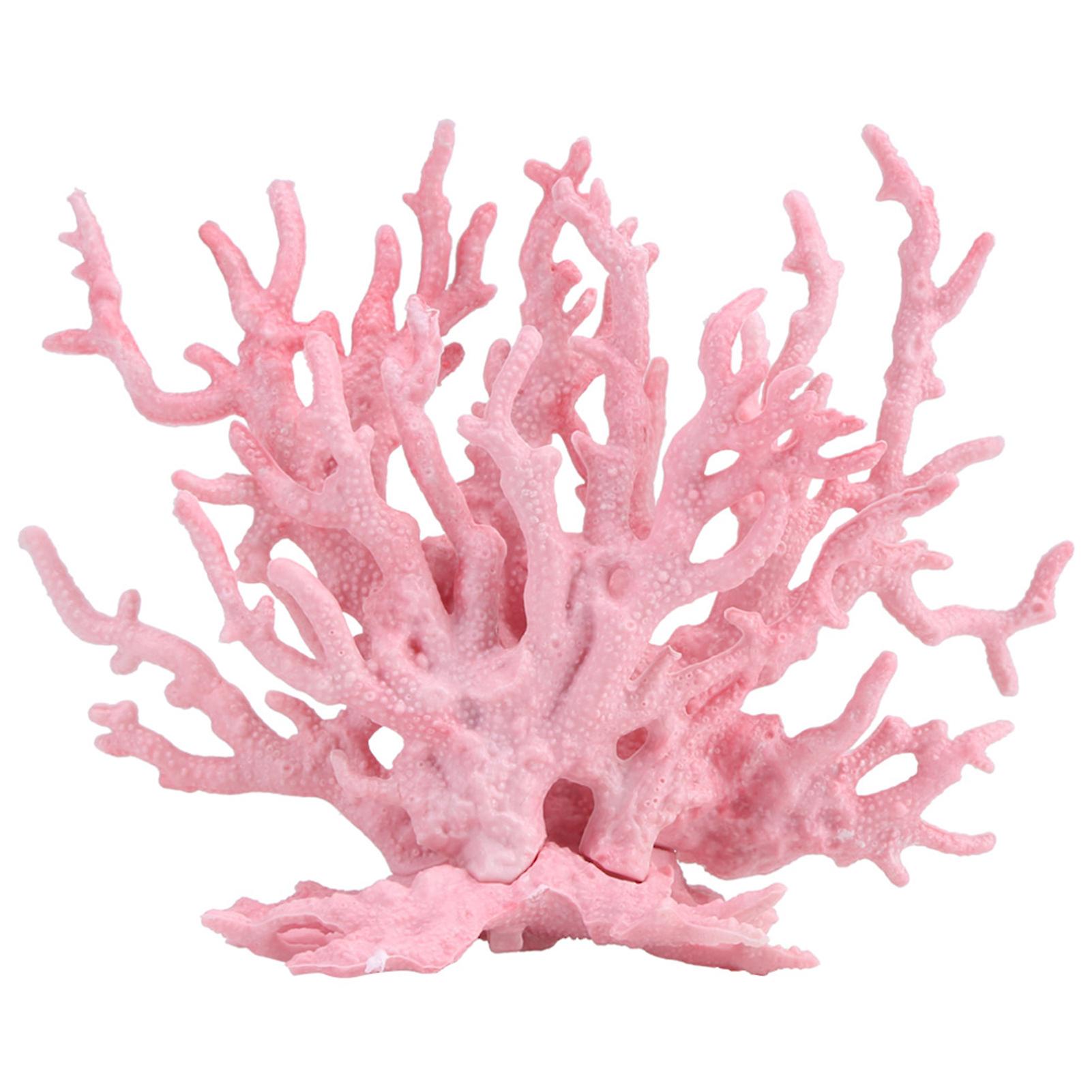 Plastic Vivid Artificial Coral Plant Ornament For Aquarium Underwater Fish Tank Pink Smart