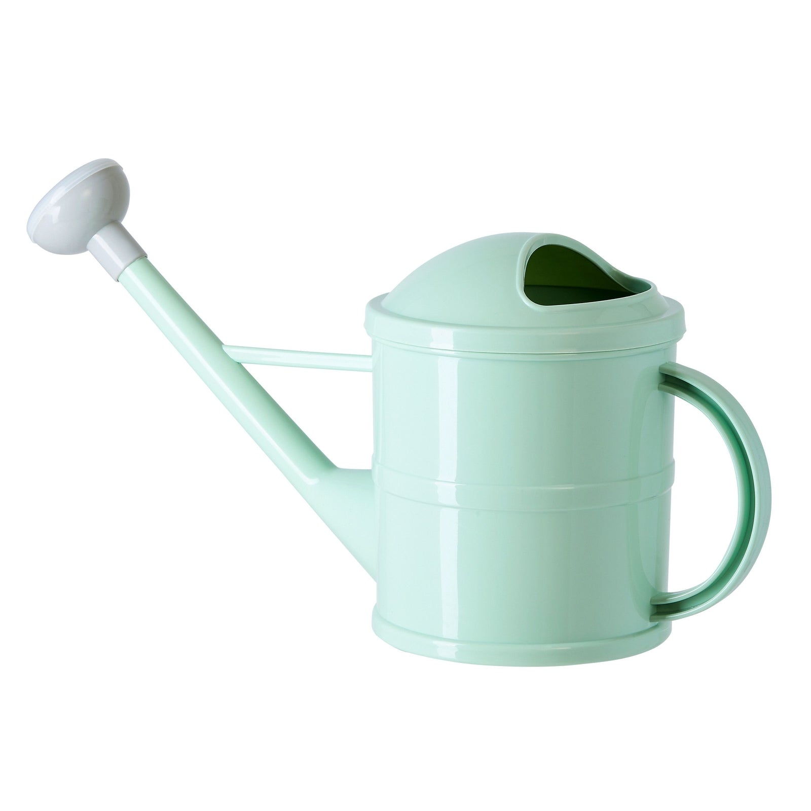 Small Mint Green Plastic Watering Can with Long Spout Sprinkler Head for Garden, Indoor and Outdoor Plants, Flowers, 0.4 Gallon