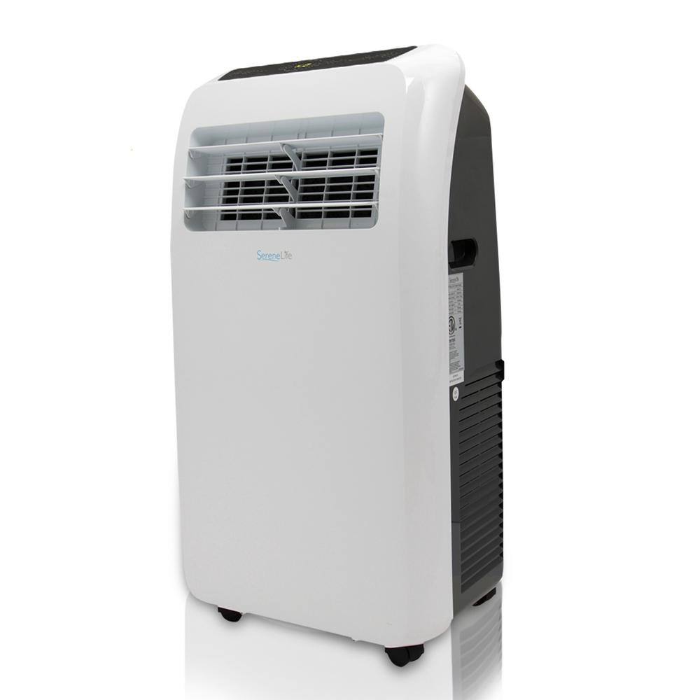 SereneLife 8000 BTU (4000 BTU DOE) Portable 3-in-1 Floor Air Conditioner with Dehumidifier in White for Rooms Up to 225 Sq. Ft SLPAC8