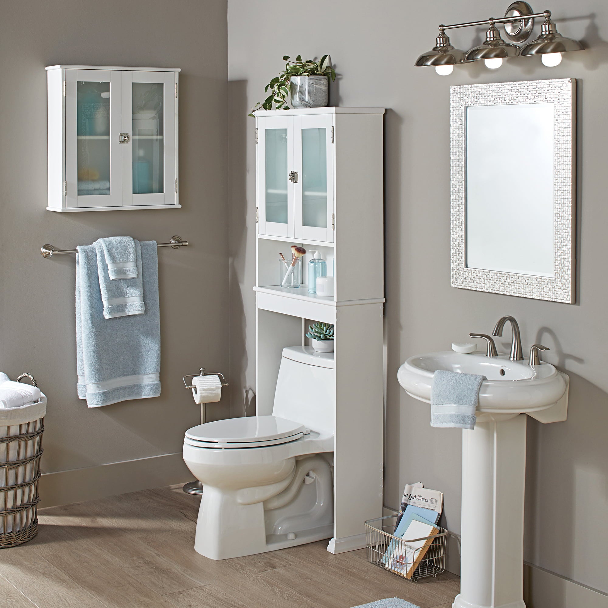 White Bathroom Wall Cabinet with 1 Adjustable Shelf, Better Homes & Gardens Harborough