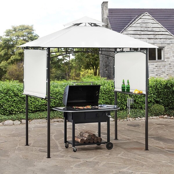 13Ft.Lx4.5Ft.W Iron Double Tiered Backyard Patio BBQ Grill Gazebo