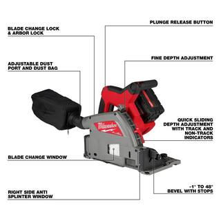 MW M18 FUEL 18-Volt Lithium-Ion Brushless Cordless 6-12 in. Plunge Track Saw Kit with 55 in. Track Saw Guide Rail 2831-21-48-08-0571