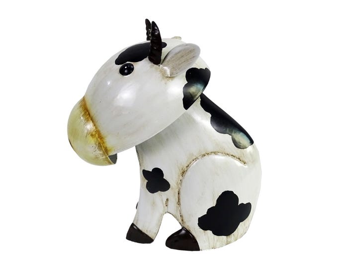 Alpine Sitting White Metal Cow Décor - IPS432HH