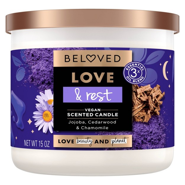 Beloved Love amp Rest Jojoba Cedarwood amp Chamomile 3 wick Vegan Candle 15oz