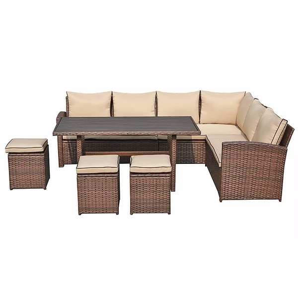 Outdoor 7piece Wicker Dining Set Patio Sofa Furniture