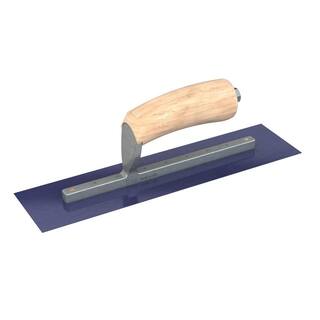 Bon Tool 20 in. x 4 in. Blue Steel Square End Finish Trowel with Wood Handle and Long Shank 66-184