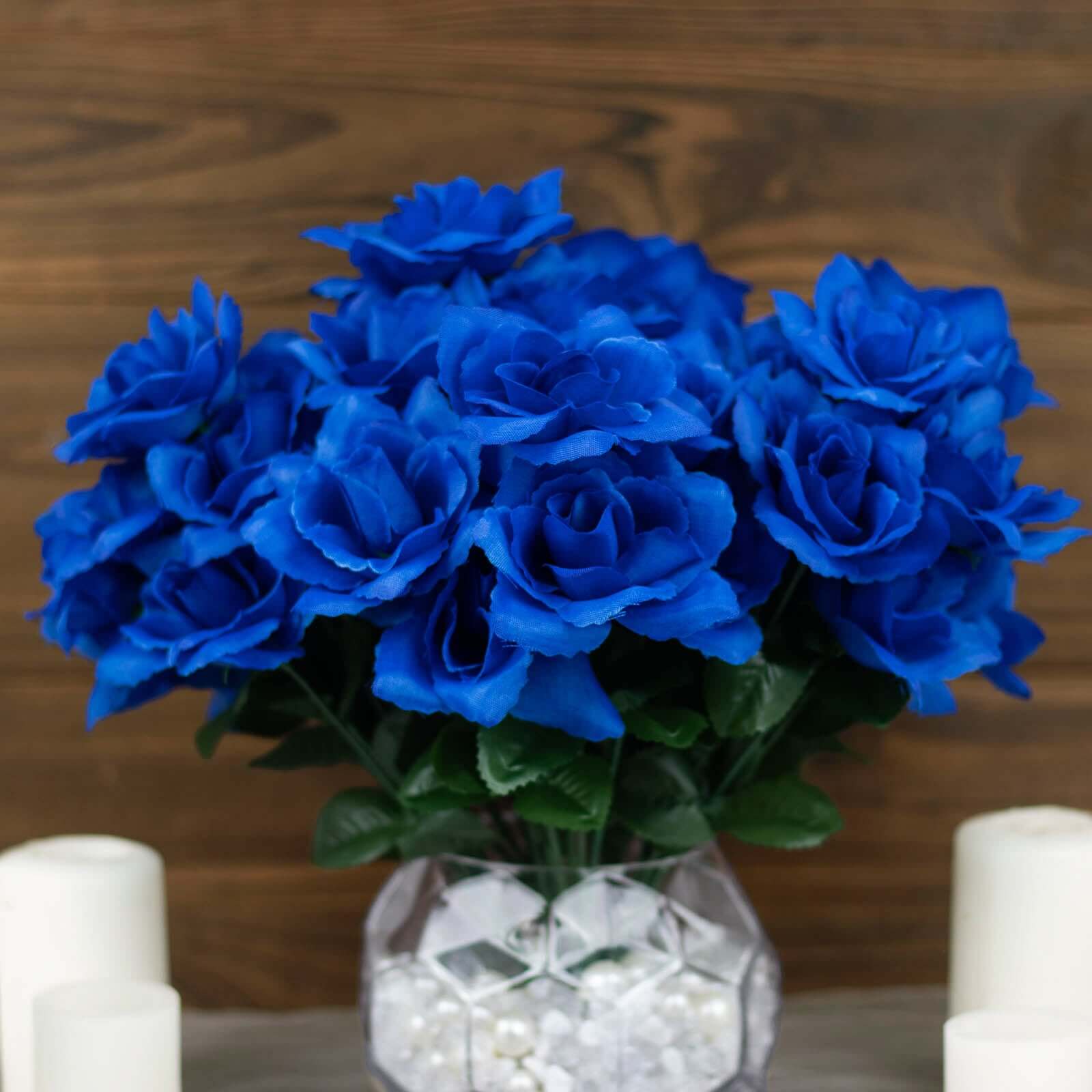 12 Bushes Royal Blue Artificial Premium Silk Blossomed Rose Flowers 84 Roses