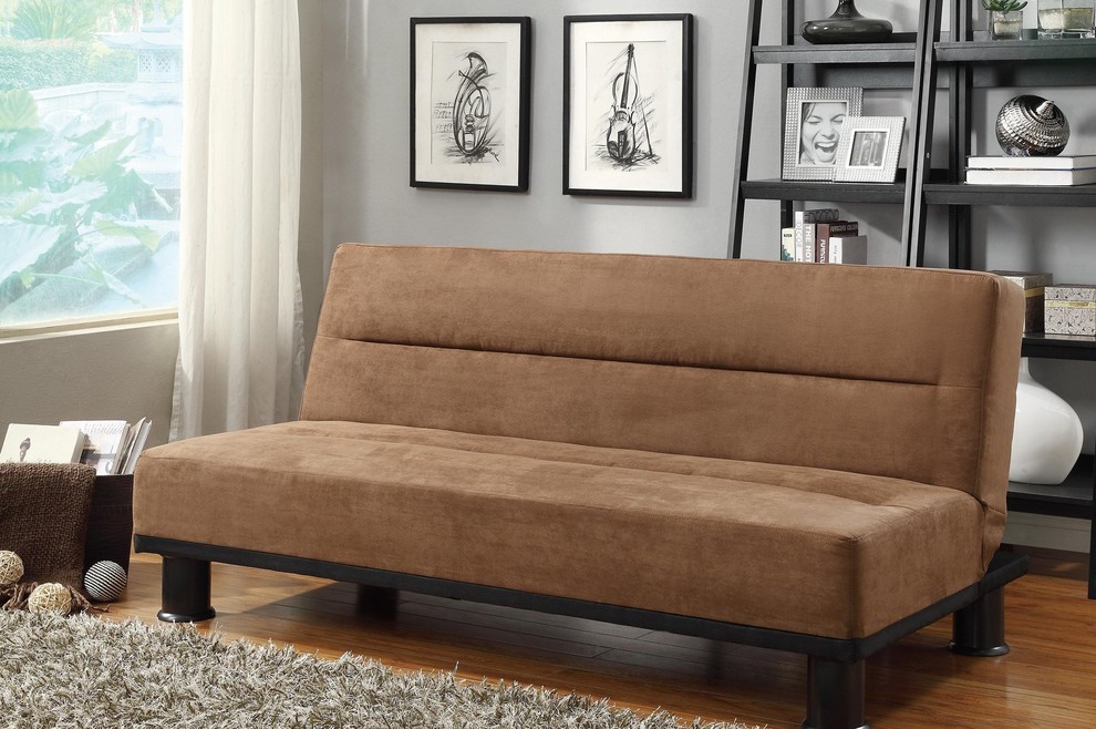 Capes Convertible Sofa  Microfiber Brown   Transitional   Sofas   by AMOC  Houzz