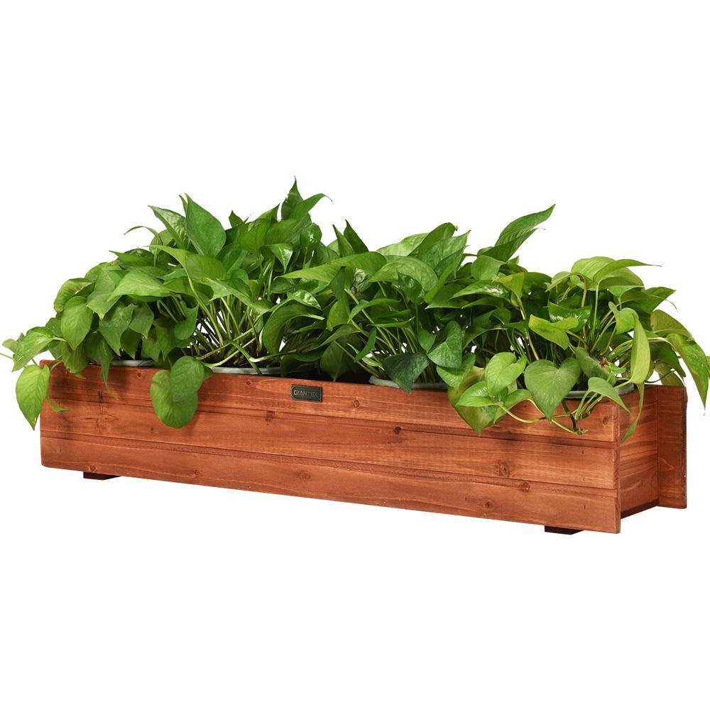 Costway 36 in. Rectangular Wooden Flower Planter Box Garden Yard Decorative Window Box J9D34-A30