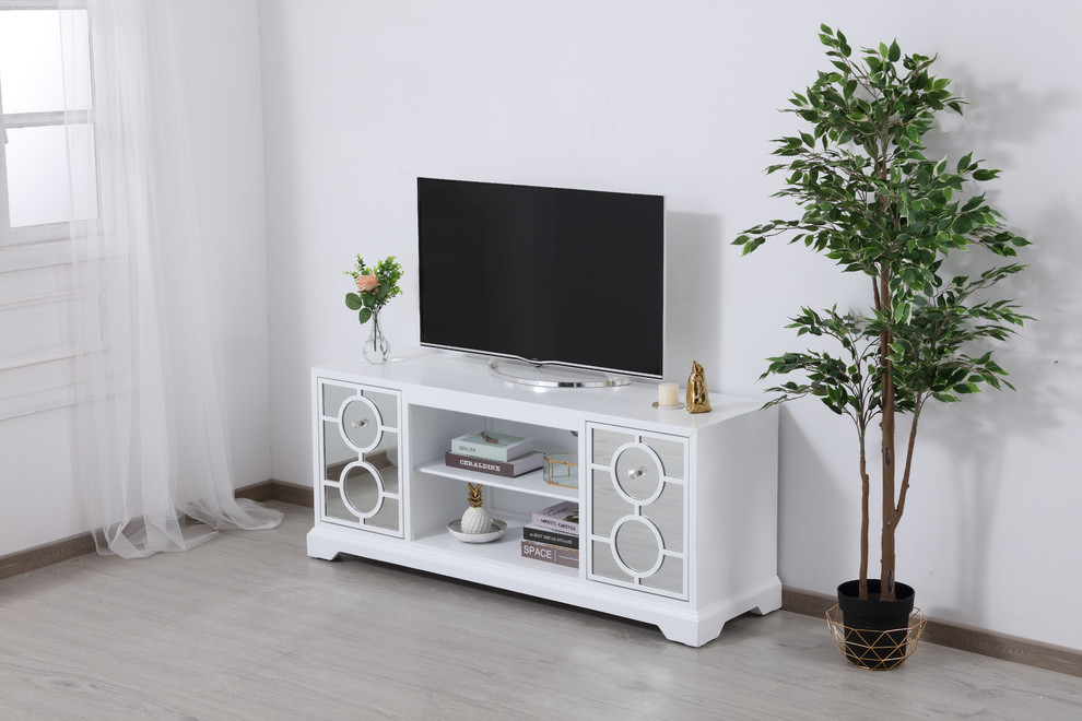 60 quotMirrored TV Stand   Transitional   Entertainment Centers And Tv Stands   by Elegant Furniture  ampLighting  Houzz