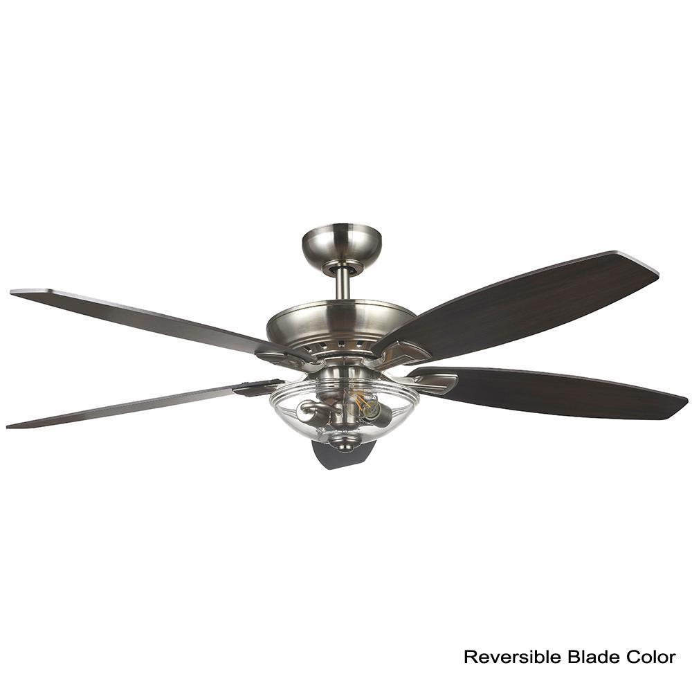 Connor 54 In. LED Brushed Nickel Dual-Mount Ceiling Fan With Light Kit And Remote Control