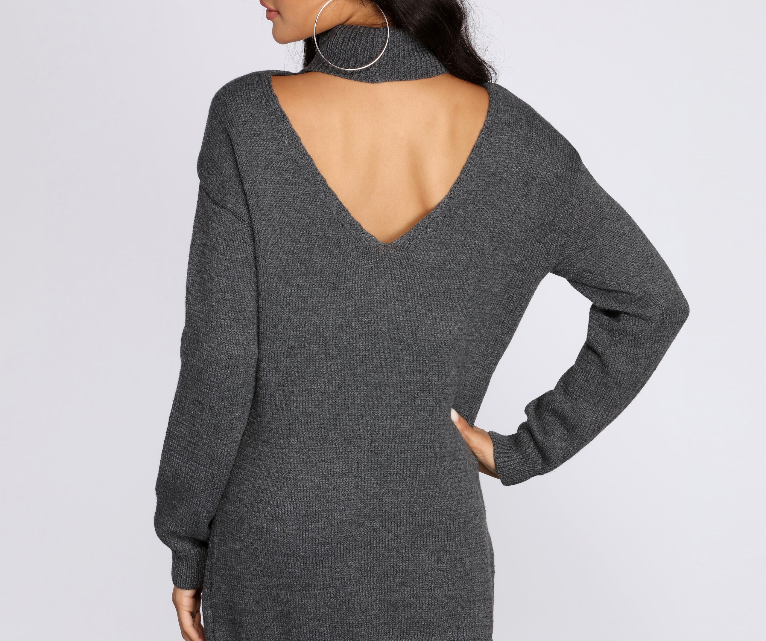 Casual Knit Open Back Tunic