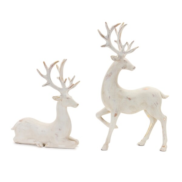 Gold Brushed Deer Figurine (Set of 2)