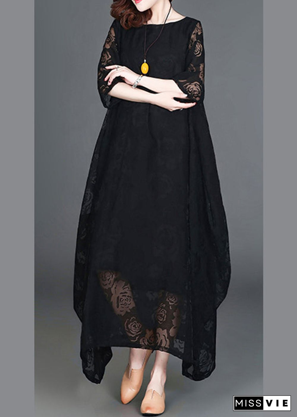 Casual Black Loose Cozy Long Dresses Summer