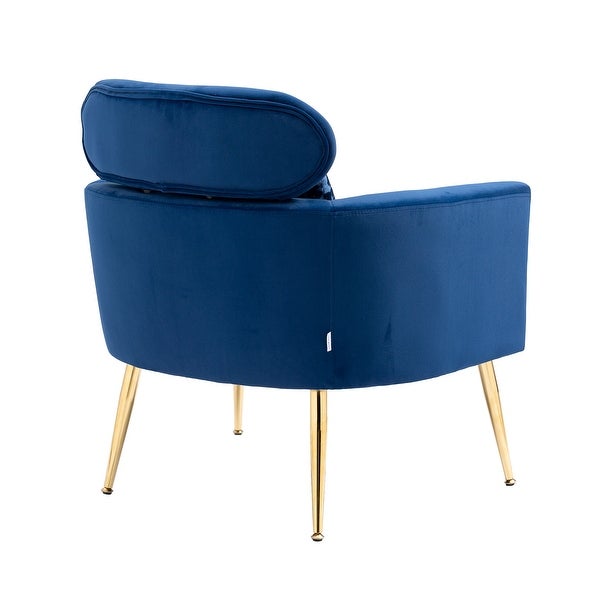 Modern Lounge Accent Chair with Velvet Upholstery， Navy