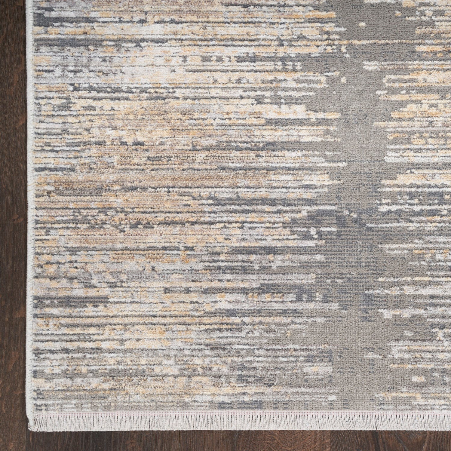 Abstract Hues Grey Gold Modern Rug