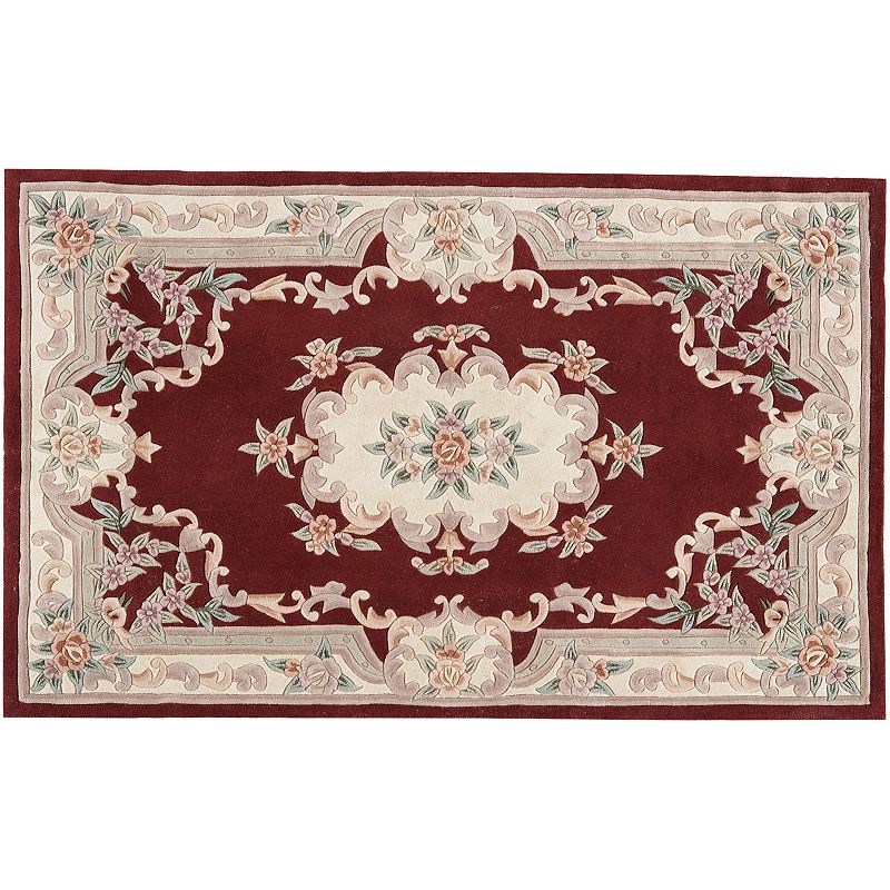 Rugs America New Aubusson Framed Floral Wool Rug