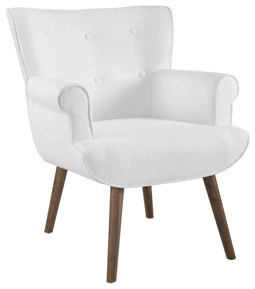 Andrea White Upholstered Armchair   Midcentury   Armchairs And Accent Chairs   by Peachtree Fine Furniture  Houzz