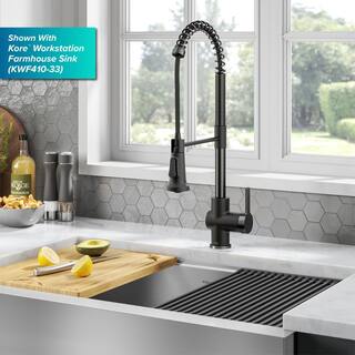 KRAUS Britt Commercial Style Pull-Down Single Handle Kitchen Faucet in Matte BlackSpot Free Black Stainless Steel KPF-1691MBSFSB