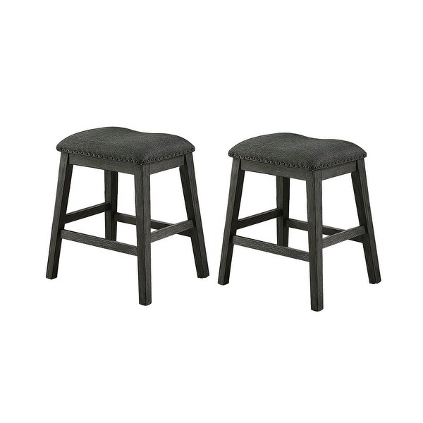 Linen-Fabric Padded Counter Stool， Dark Grey(Set of 2)