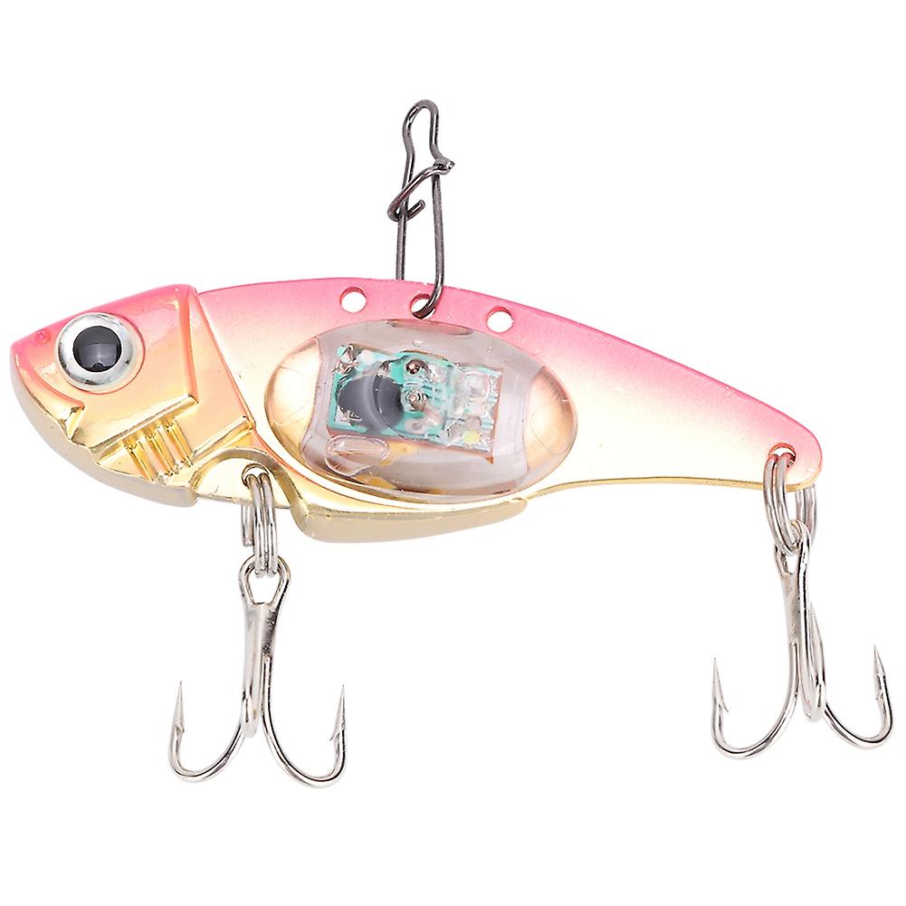 Underwater Led Light Metal Hard Lure 3d Fish Fishing Artificial Bait Treble Hook(pink)