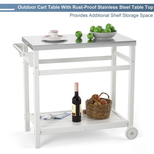 Outdoor Prep Cart Dining Table for Pizza Oven，Patio Grilling Backyard BBQ Grill