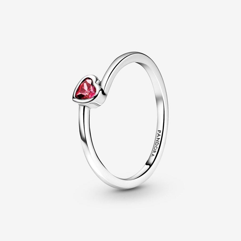 PANDORA  Red Tilted Heart Solitaire Ring