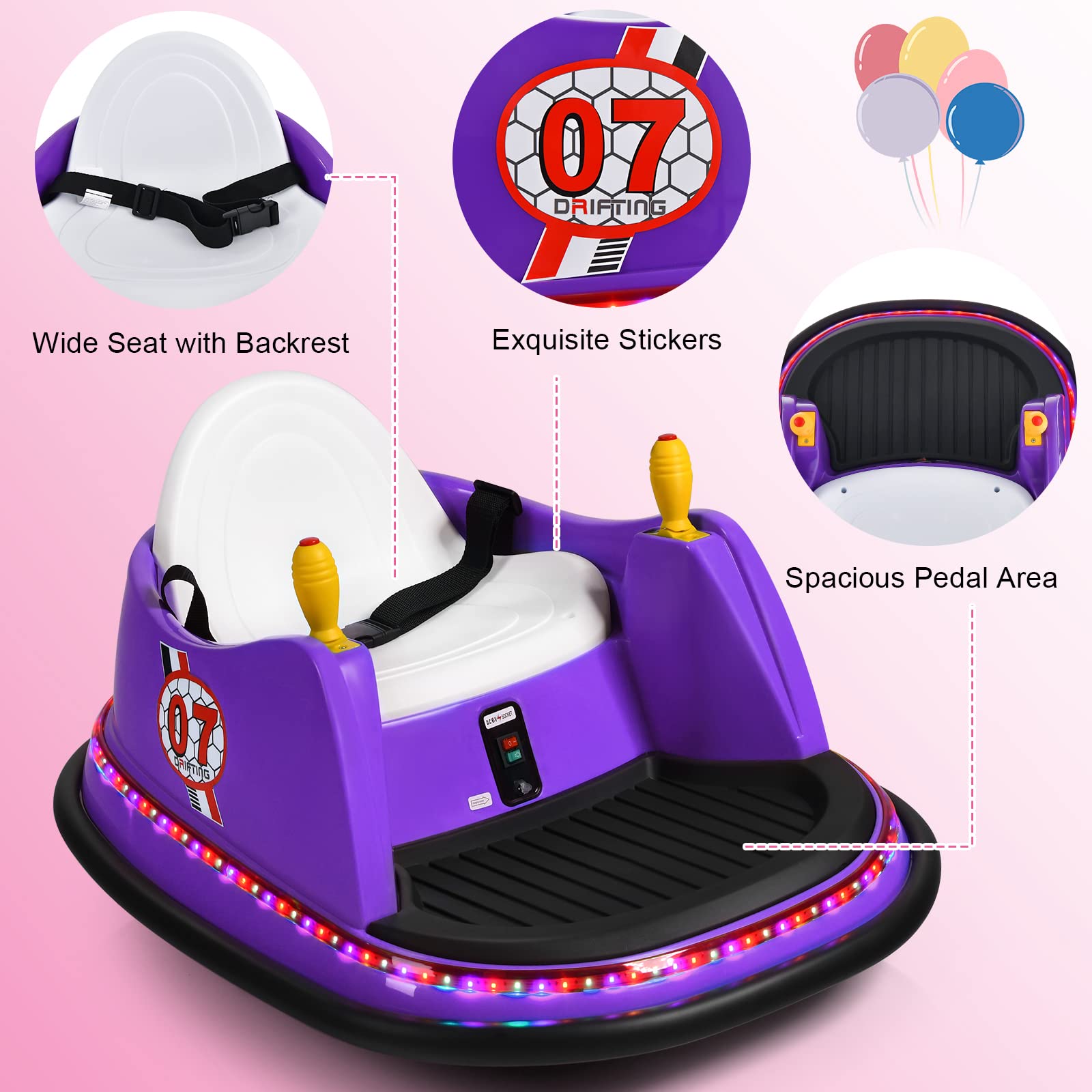 Costzon Bumper Car for Kids, 12V Battery Powered Bumping Car w/Remote Control, Dual Joysticks, 360 Degree Spin