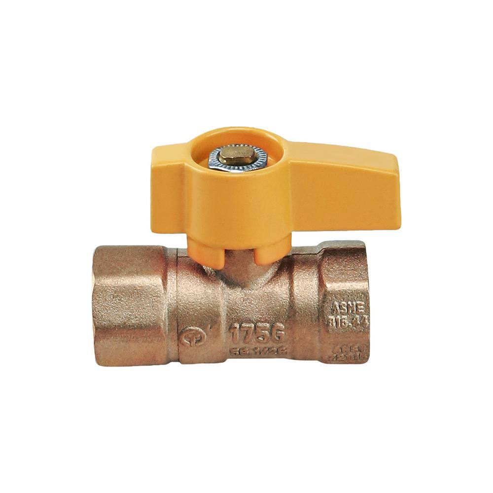 The Plumber's Choice 34 in. Brass FIP Gas Ball Valve with Yellow Aluminum Alloy Handle FIPY34