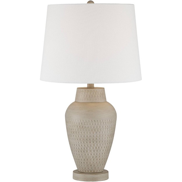 High Beige Hammered Off White Linen Drum Shade For Bedroom Living Room Bedside Nightstand Home