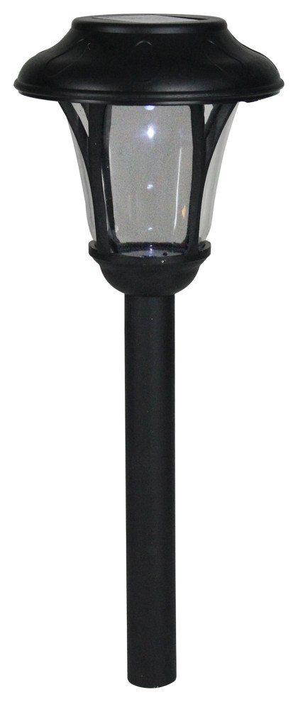 12 quotBlack Lantern Solar Light With White LED Light and Lawn Stake   Transitional   Path Lights   by Northlight Seasonal  Houzz