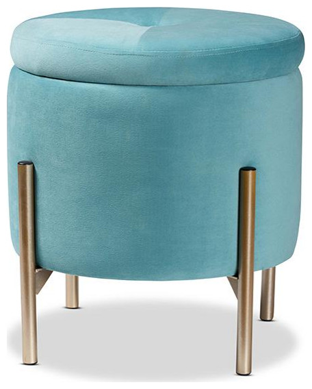 Baxton Studio Malina Contemporary Glam and Luxe Sky Blue Velvet Fabric...   Contemporary   Footstools And Ottomans   by GwG Outlet  Houzz