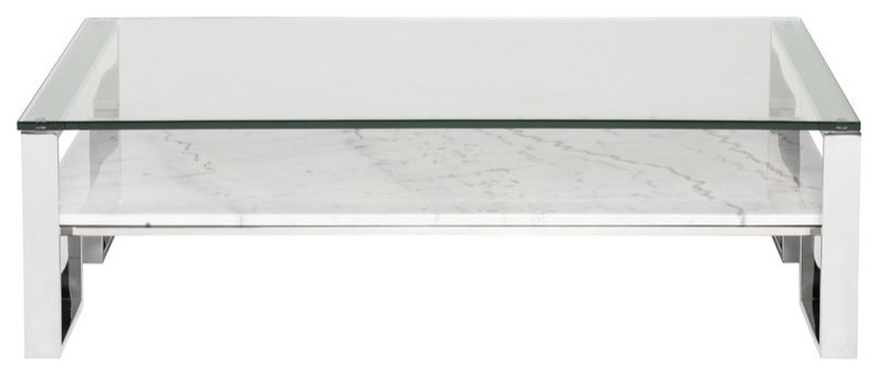 Benvolio Coffee Table White Marble Stainless   Contemporary   Coffee Tables   by V.S.D Furniture  Houzz